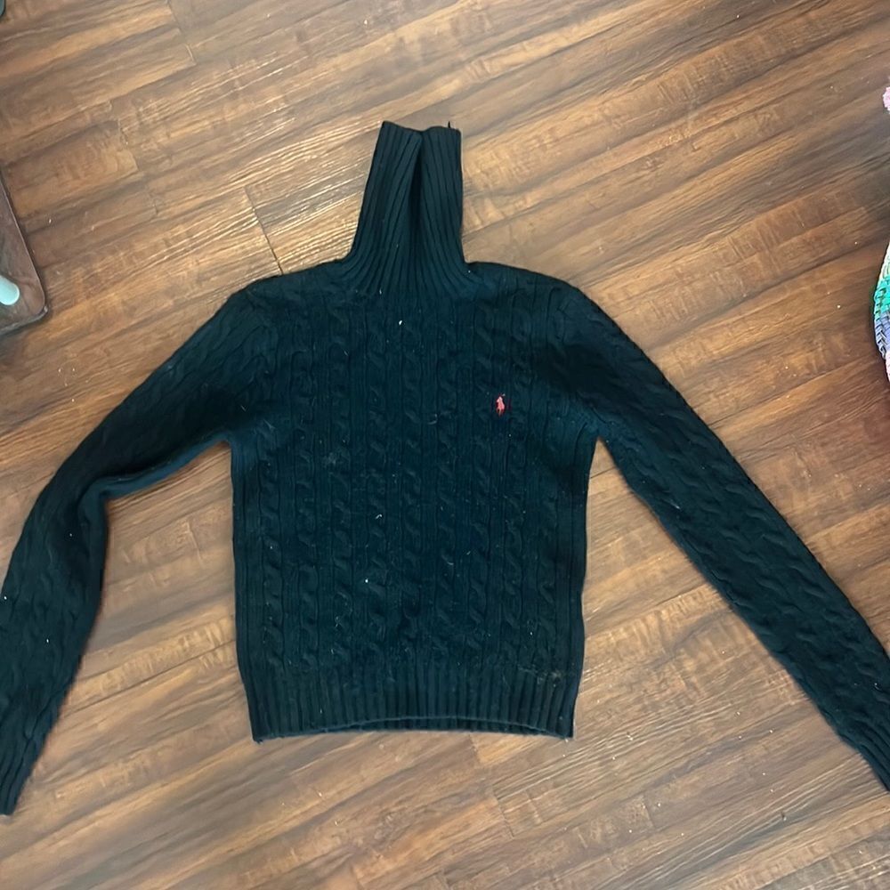 Cashmere Polo Ralph Lauren Turtleneck Cashmere - Small - Like New Black Red Logo